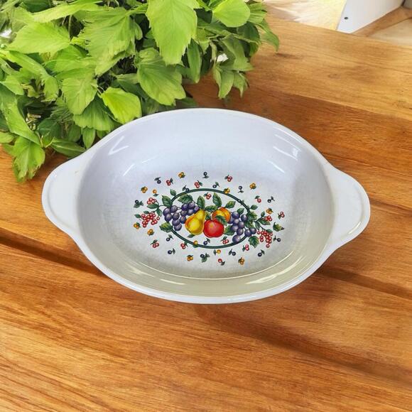 Mount Clemens fruit pattern baking dish Au Gratin 9.5 in - Picture 2 of 8